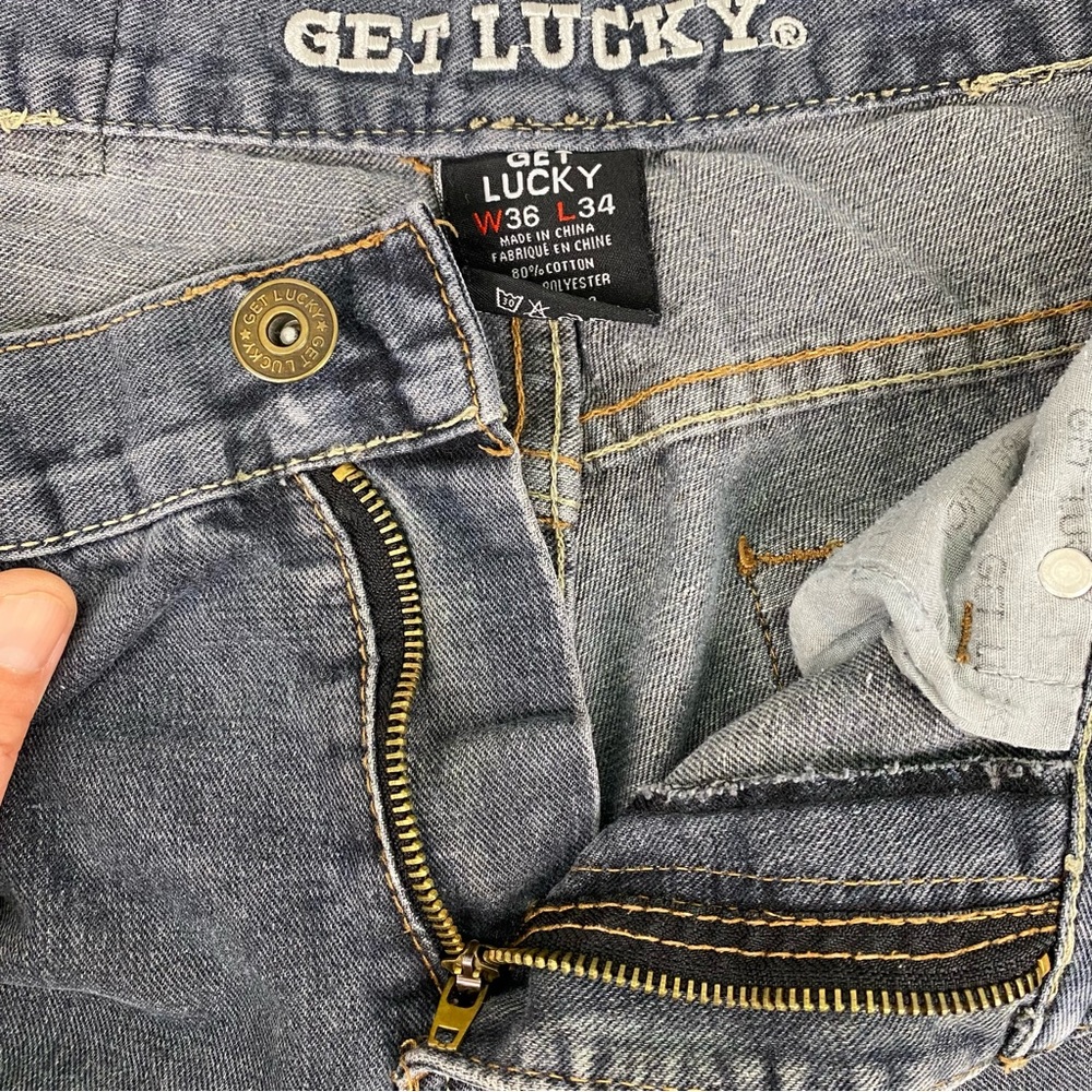 Get Lucky Men’s Straight Leg Relaxed Fit Faded Dark Wash Denim W36 L34(31) - Picture 6 of 16